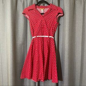 Vintage 1990s Tropical Wear red polka dot dress